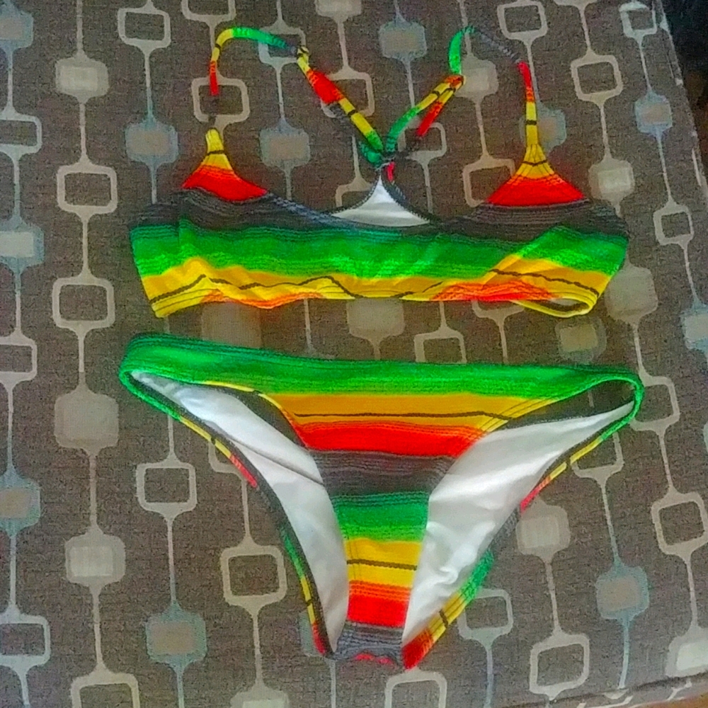 Billabong Striped Rasta-colors Bikini